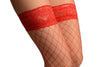 Red Medium Fishnet With Silicon Garter