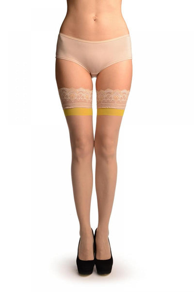 Beige With Lemon Stripe & Floral Silicon Garter