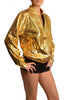 Gold Shiny Gloss Sparkles Unisex Zip Disco Jacket