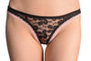 Low Rise All-Over Black Floral Lace With Bow & Pink Trim Thong