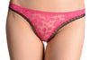 Low Rise All-Over Pink Floral Lace With Bow & Black Trim Thong