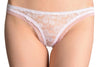 Low Rise All-Over White Floral Lace With Bow & Pink Trim Thong