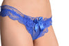 Blue Mesh & Lace With Satin Bow Thong