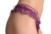 Purple Mesh & Lace With Satin Bow Thong