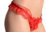 Red Mesh & Lace With Satin Bow Thong