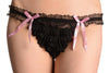 Black Mesh With Pink Bows Frilly Thong