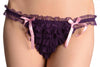 Purple Mesh With Pink Bows Frilly Thong