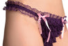 Purple Mesh With Pink Bows Frilly Thong