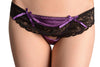 Purple Satin & Black Lace With Secret Flap Thong