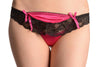 Cerise Pink Satin & Black Lace With Secret Flap Thong