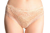 Floral Lace Front & Soft Cotton Back Beige High Leg Brazilian