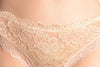 Floral Lace Front & Soft Cotton Back Beige High Leg Brazilian