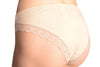 Floral Lace Front & Soft Cotton Back Beige High Leg Brazilian