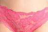 Floral Lace Front & Soft Cotton Back Pink High Leg Brazilian