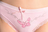 Soft Cotton With Lace Trim, Butterfly & Crystals Pink High Leg Brazilian