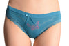 Soft Cotton With Lace Trim, Butterfly & Crystals Blue High Leg Brazilian