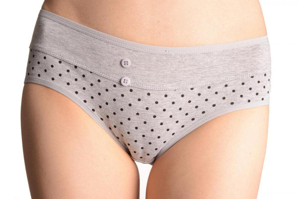Spotted Grey Soft Cotton With Plain Stripe & Buttons Brazilian