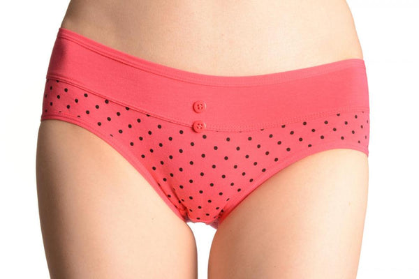 Spotted Peach Pink Soft Cotton With Plain Stripe & Buttons Brazilian