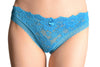 Floral Lace With Crystals & Soft Cotton Back Blue High Leg Brazilian