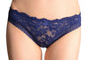 Floral Lace With Crystals & Soft Cotton Back Navy Blue High Leg Brazilian