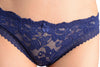 Floral Lace With Crystals & Soft Cotton Back Navy Blue High Leg Brazilian