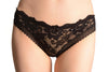 Floral Lace With Crystals & Soft Cotton Back Black High Leg Brazilian