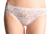 Floral Lace With Crystals Shapes & Cotton Back White High Leg Brazilian