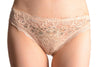 Floral Lace With Crystals Shapes & Cotton Back Beige High Leg Brazilian