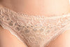 Floral Lace With Crystals Shapes & Cotton Back Beige High Leg Brazilian
