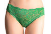 Floral Lace With Crystals Shapes & Cotton Back Green High Leg Brazilian