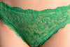 Floral Lace With Crystals Shapes & Cotton Back Green High Leg Brazilian