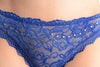 Floral Lace With Crystals Shapes & Cotton Back Blue High Leg Brazilian