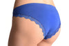Floral Lace With Crystals Shapes & Cotton Back Blue High Leg Brazilian