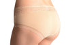 Soft Cotton With Lace Top Strip Beige High Leg Brazilian
