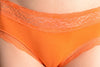 Soft Cotton With Lace Top Strip Orange High Leg Brazilian