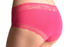 Soft Cotton With Lace Top Strip Dark Pink High Leg Brazilian
