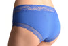 Soft Cotton With Lace Top Strip Dark Blue High Leg Brazilian