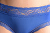 Soft Cotton With Lace Top Strip Dark Blue High Leg Brazilian