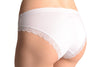 Soft Cotton With Crystal Circles White High Leg Brazilian