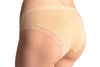 Soft Cotton With Crystal Circles Beige High Leg Brazilian