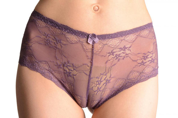All-Over Floral Purple Lace Shorts