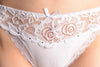 Cotton & Lace Top Trim With Crystals White High Leg Brazilian