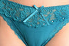 Cotton & Lace Top Trim With Crystals Blue High Leg Brazilian