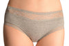 Soft Cotton With Lace Top Strip Grey High Leg Brazilian