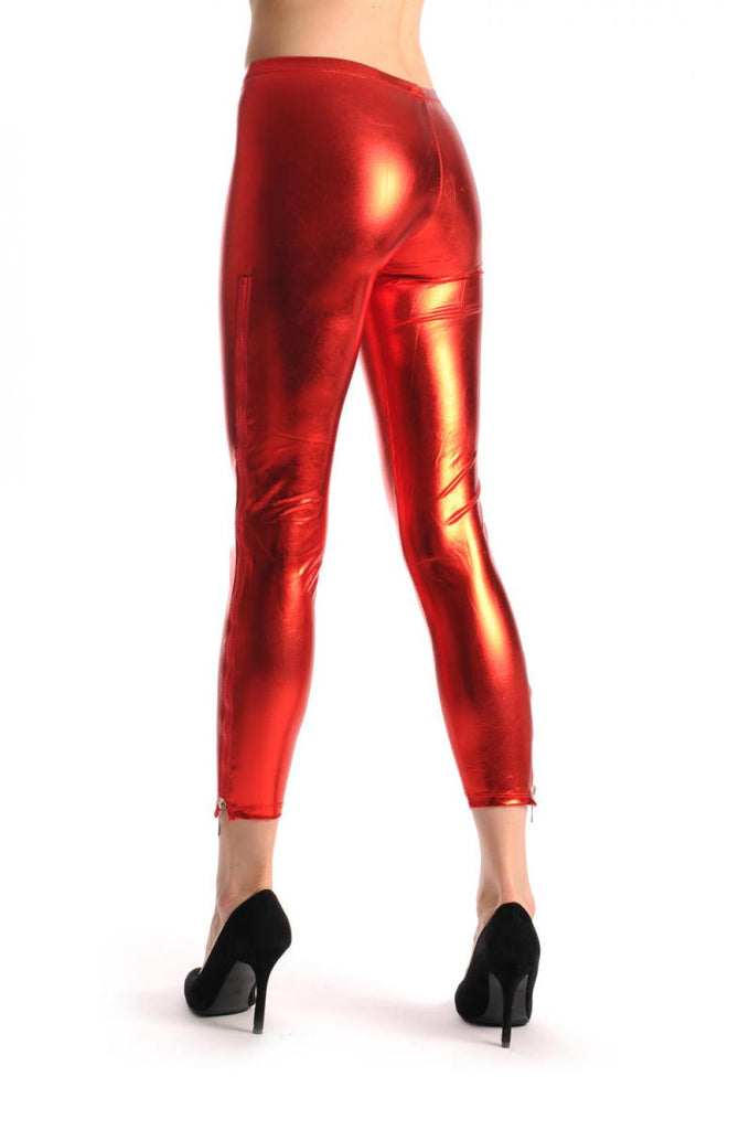 Red Shiny Faux Leather Wet Look With Side Zip LissKiss