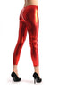 Red Shiny Faux Leather Wet Look With Side Zip