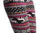 Pink On Black With White Reindeers Aztec Jacquard Knit