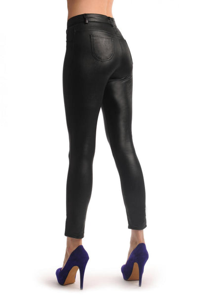 Black Faux Leather Wet Look Tight Fit - Leggings