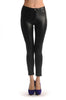 Black Wet Look Tight Fit Faux Leather Trousers