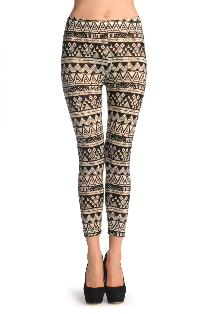 Woven Black & White Aztec - Leggings at  Women's Clothing store:  Leggings Pants